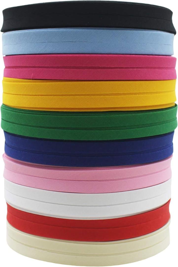12mm 1/2" Single Fold Bias Tape Bias Binding for Sewing Solid Color 100% Polyester