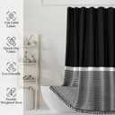 Seasonwood Black Shower Curtain White Striped with Black Tassels,Polyester Bath Curtain Decorative Spa Hotel Heavy Weighted 72-Inch Bathroom Curtains, 72 x 72