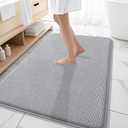 OLANLY Thick Memory Foam Bath Mat Rug 59x35, Extra Soft Absorbent Bathroom Rug, Quick Dry Bath Mats, Non-Slip, Machine Washable Carpet for Bathroom, Tub and Shower, Home Decor Accessories, Light Grey