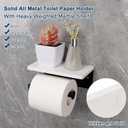 NearMoon Toilet Paper Holder with Shelf, Heavy Duty Bath Toilet Roll Holder with Phone Shelf Tissue Hanger for Bathroom/Kitchen Wall Mounted(Metal & Marble, Matte Black)