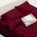 Mayfair Linen Egyptian Cotton Sheet Set - 800 TC 4 PC Burgundy Queen Bedsheet for Queen Size Bed, Sateen Weave Luxury Hotel Sheets, Soft Cooling Sheets, 16" Deep Pocket (Fits Upto 18" Mattress)