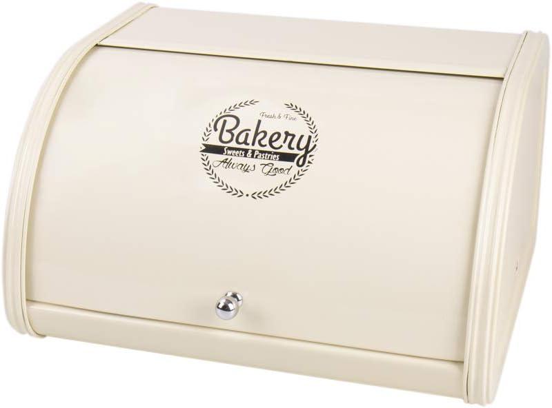 X458 Metal Bread Box for Kitchen Countertop - Stainless Steel Bread Box for Kitchen - Bread Storage Container - Airtight Holder for Homemade Bread, Cream Color