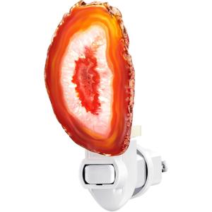 Hortsun Stone Nightlight Plug into Wall Christmas Agate Night Light Agate Slice Light Crystal with Switch Home Decor Hallway Lights, Nightlight for Toilet Kitchen Bedroom(Orange Red)