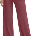 G4Free BareFeel High Stretch Wide Leg Pants for Women Soft Comfy Casual Yoga Pants with Pockets Petite/Regular/Tall (Medium, Wine)