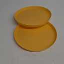 PATIKIL 11" Restaurant Serving Trays, 2 Pcs Round Non-Slip Food Service Tray Platter Reusable Plastic Fast Food Serving Tray for Bar Coffee Home Cafeteria Hotel, Yellow