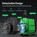 VIVOSUN 800GPH Submersible Pump(3000L/H, 24W), Ultra Quiet Water Fountain Pump with 10ft. High Lift with 6.5ft. Power Cord, 3 Nozzles for Fish Tank, Pond, Aquarium, Statuary, Hydroponics Green