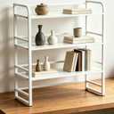 Office Desk Shelf Organizer, Wood Desktop Bookshelf Supplies Storage Rack, Shelf for Top of Desk and Dresser and Cubicle Decor Aesthetic Bookshelf (White White, Three Tier, 19.69Lx7.87Wx22.05H)