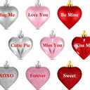 Geosar 30 Pack Conversation Heart Ornaments Valentines Day Decorations, Glitter Matte Heart Shaped Hanging Baubles for Christmas Tree Wedding Home Decor (Red,Silver,Pink)