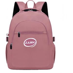 ZJLBDH 25L Classic Backpack, Polyester, Water Resistant, Multiple Front Zippered Pockets, Padded Back, Adjustable Straps (Pink) Pack Of 4