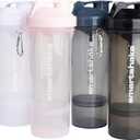 Smartshake Slim 4-Pack Protein Shaker Bottle 400 ml | 13.5 oz  Storage Included - Leakproof Screw-on Lid - BPA Free  Unisex - Black, White, Stormy Gray, Cotton pink