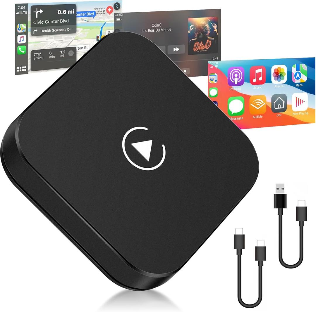 Wireless CarPlay Adapter - Upgrade Fastest CarPlay Adapter Convert Wired to Wireless for OEM Wired CarPlay, Plug & Play USB Bluetooth 4.0/5.0 Adapter, 5Ghz WiFi Auto Connect, Easy to Use