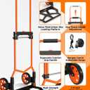 Folding Hand Truck, 180Lbs Capacity, Portable Dolly Cart with 5.9" Wheels and Telescoping Handle, Lightweight Hand Truck Dolly for Dormitory, Home, Office, Food, Shopping, logistics, Warehouse, Orange