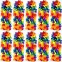 Hananona 100 Pcs Hawaii Leis Colorful Flower Garland Hawaiian Luau Party Flowers Neck Loop, Rainbow Artificial Flowers Luau Leis Necklaces for Hula Leis Dance LGBT Pride Party Favors (100, Rainbow)