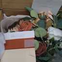 Ling's Moment Terracotta Wedding Bouquets for Bride, Burnt Orange Bridal Bouquets for Bride, 15 Inch Free Form Artificial Wedding Flower Bouquet