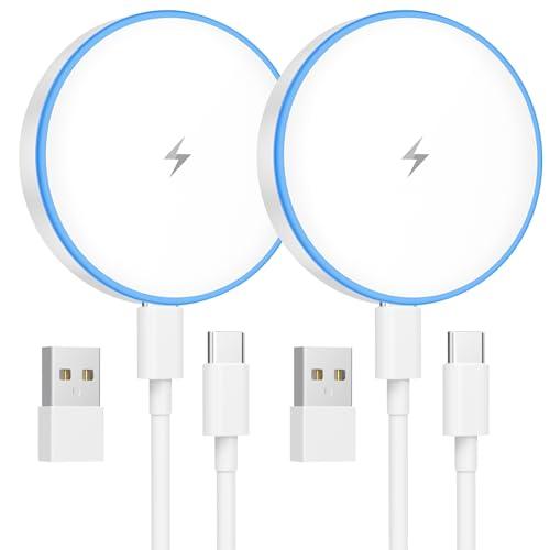 MagSafe Charger 1 Pack 15W Magnetic Wireless Charger Fast Charging Pad Compatible with iPhone 17/16/15/14/13/12 Series & AirPods 3/2/Pro Magnetic MagSafe Charging Pad with Dual Ports