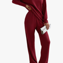 Ekouaer Women's Pajamas Set 2 Piece Fuzzy Lounge Set Long Sleeve Sleepwear Fall Winter Loungewear Outfits Matching Clothe, S