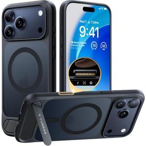 TORRAS Strong Magnetic & Seamless Stand for iPhone 17 Pro Case, Fit for MagSafe, Militray Grade Protection, Built-in Kickstand, Camera Control, Translucent Shockproof Slim 17 Pro Cover Ostand, Black