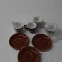 CUISINOX Brown Porcelain Espresso Cups and Saucers, 4 Sets (2 oz each)