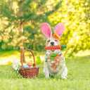 Dog Easter Costumes - Adorable Bunny Ears Headband Cute Dog Bandana Funny Carrot Shape Rope Teeth Cleaning Dog Chew Toys Gifts for Pet Puppy 4 PCS