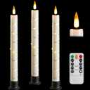 Da by 3 Flameless Window Candles with Remote Control & Timer, Battery Powered Surround Fairy Lamp, 9.6" Christmas Candle, Free 3 Black Bases for Home, Festive, Christmas, Wedding & Event Decoration