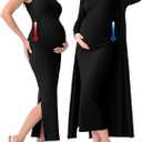 Rnxrbb 2 PCS Spring Summer Maternity Dress Cardigan Set Bodycon Maxi Formal Dresses Boho Baby Shower for Women,XL