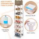 5 Tiers Vertical Shoe Rack, Narrow Free Standing Shoe Storage Organizer for Entryway and Small Closet, Stackable Shoe Holder Shelf Stability DIY, Beige
