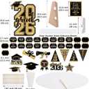 2026 Graduation Candy Buffet Decorations, Black Gold Graduation Candy Bar Signs and Food Labels Set with 2026 Cardstock Standee for Grad Party Dessert Table