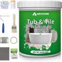 Tub and Tile Refinishing Kit  Tile & Bathtub Paint, 35oz(1KG) White DIY Sink, Bathtub, and Countertop Reglazing Coating Kit, Odorless & No-Peel with Tools