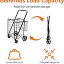 Amazon Basics Foldable Collapsible Shopping Utility Cart with 360-Degree Wheels, Multi-Functional for Sports, Easy Assembly, X-Large, Black