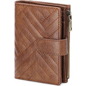GAEKEAO Small Wallet Women Vegan Leather RFID Blocking Bifold Ladies Compact Card Holder with Zipper Pocket & ID Window