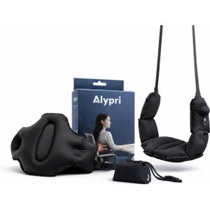 2-in-1 Inflatable Foot Hammock & Lumbar Support  Premium TPU Material, Adjustable Support for Airplane, Office & Home  Lightweight, Portable & Travel-Ready (Black)