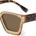 livho Rectangle Polarized Sunglasses Trendy for Women Men Retro Sun Glasses for Women Men 2025 Oversized UV Protection Shades (Leopard/Brown)