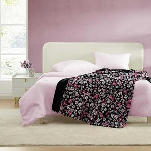 Betsey Johnson - Blanket, Buttery-Soft Faux Fur Throw Blanket for Couch or Bed, Boldly Plush & Oversized Bedding (Leopard Rosettes Black, 50" x 70")