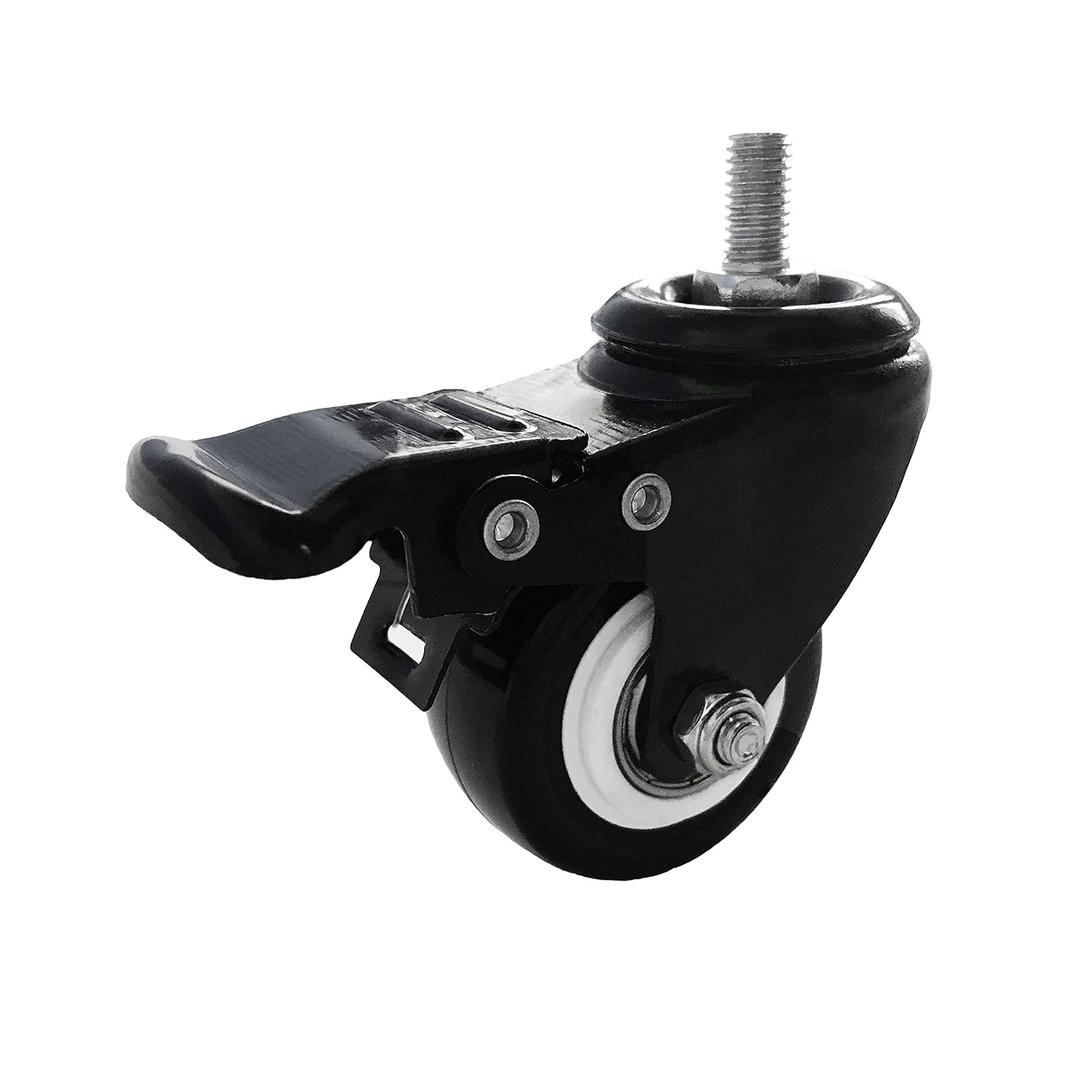 VWINDESK 2 inch M8(0.315'' ) 15mm Threaded Locking Caster Wheels, Set of 4, Swivel, Polyurethane PU Swivel Ball Casters with 360 Degree Top Plate 220lb Total Capacity, Brake, Used for Standing Desk