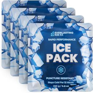 Rapid Performance Reusable Ice Packs for Lunch Boxes, Lunch Bags or Coolers | 4 Pack | Cold for Up to 12 Hours | Ice Packs for Cooler, Long Lasting for Camping, Beach, & School (8.8 oz / 250 Grams)