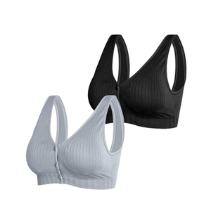 Pack Women's Front Button Closure Nylon Maternity Bra,Seamless Wire Free Post-Surgery Light Support Easy-to-wear Bra, M