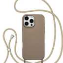ZTOFERA for iPhone 16 Pro Case with Strap,Crossbody Phone Case with Adjustable Neck Shoulder Lanyard,Soft Silicone Shockproof Protective Phone Cover for iPhone 16 Pro 6.3 inch-Brown