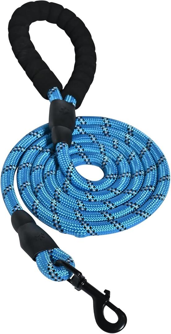 Amazon Basics Round Dog Leash, Heavy Duty, Durable Rope for Small, Medium, and Large Dogs, Lightweight Design for Walking, Training, and Outdoor Activities, Blue, 6 Ft