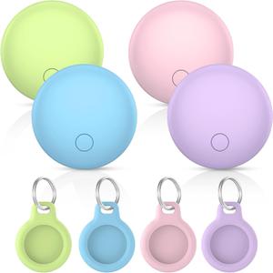 Air Tracker Tags 4-Pack, Item Finders Work for Apple Find My APP (iOS Only) Tracker Tags for Keys, Luggage, Backpack etc, Replaceable Battery Last 1 Year, Loud Beep, IP68 Waterproof with Holder