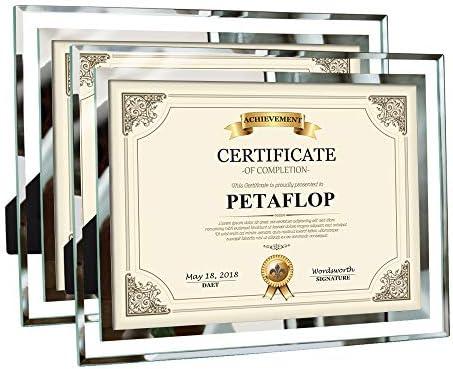 PETAFLOP 8.5x11 Picture Frames Glass 8.5 x 11 Frame Tabletop Display, 1 Pack Clear
