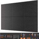 INCLY 6 Pack 12"x12" Black Metal Pegboard Panels, Heavy Duty Pegboard Wall Organizer with Frame, Black Peg Board for Walls, Garage, Workbench, Shed, Kitchen, Craft Room Tool Organization