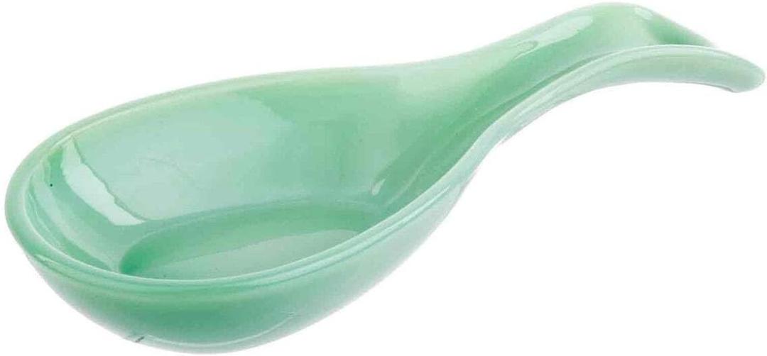 Tablecraft Glass Spoon Rest, 8 x 3.5 x 1.25, Green