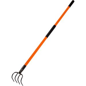 VNIMTI Cultivator for Gardening, 4 Tines Garden Cultivator with Fiberglass Handle, 58 Inches