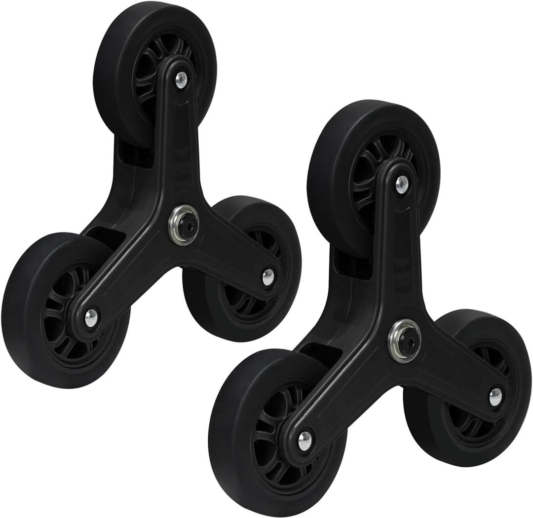 Wheel Replacement Stair Climbing Wheels for Shopping Laundry Cart, Trolley Triangle Shopping Cart Stair Climbing Wheels for BY06C BY10C Foldable cart (2 PCS) (Black)