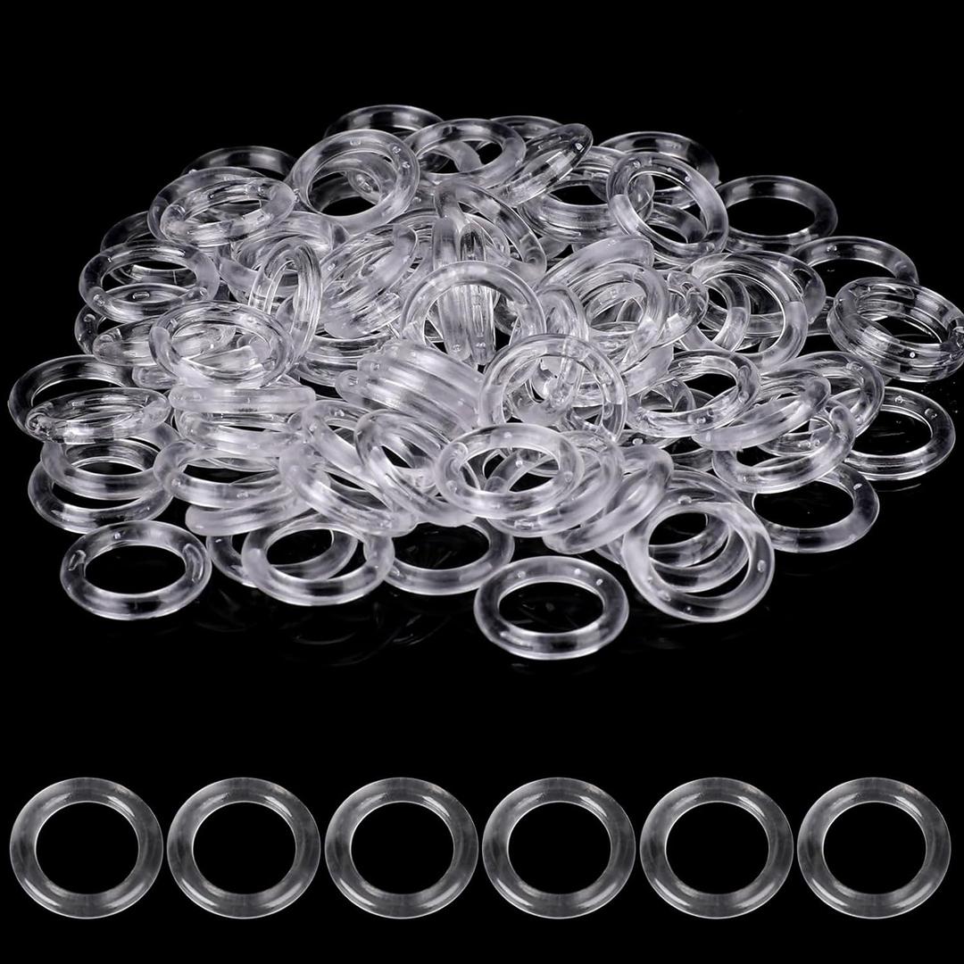 100Pieces Clear Roman Blind Curtain Rings, O-Rings Plastic Rings for Roman Shades,Clear Roman Blind Curtain Rings Cafe Curtain Rings Clear Plastic O Rings Roman Shade Hardware for DIY Blinds,Curtains