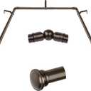 TONIAL Bay Window Curtain Rods, 32 to 86 Inch Center Rod for window, 20 to 82 Inch Side Rods for windows 3/4 Inch Decorative Drapery Rods with Small Cap Finial, Bronze