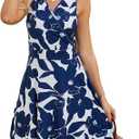 Naggoo Sundresses for Women Summer Casual Faux Wrap V Neck Floral Short Tank Dress with Pockets S