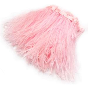 Happy feather 2 Yards 5-6inch Pink Ostrich Feathers Trim Fringe for DIY Dress Sewing Crafts Costumes Decoration