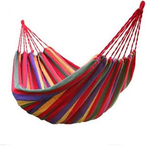 WoneNice Outdoor Double 2 Person Cotton Hammock Striped Red