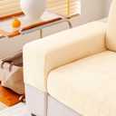 WEYOND Chenille Sofa Armrest Covers, Soft Stretch Non-Slip Couch Arm Covers for Sofa, Chair or L Shaped Sectional, Furniture Protector (2 Pieces, Beige)
